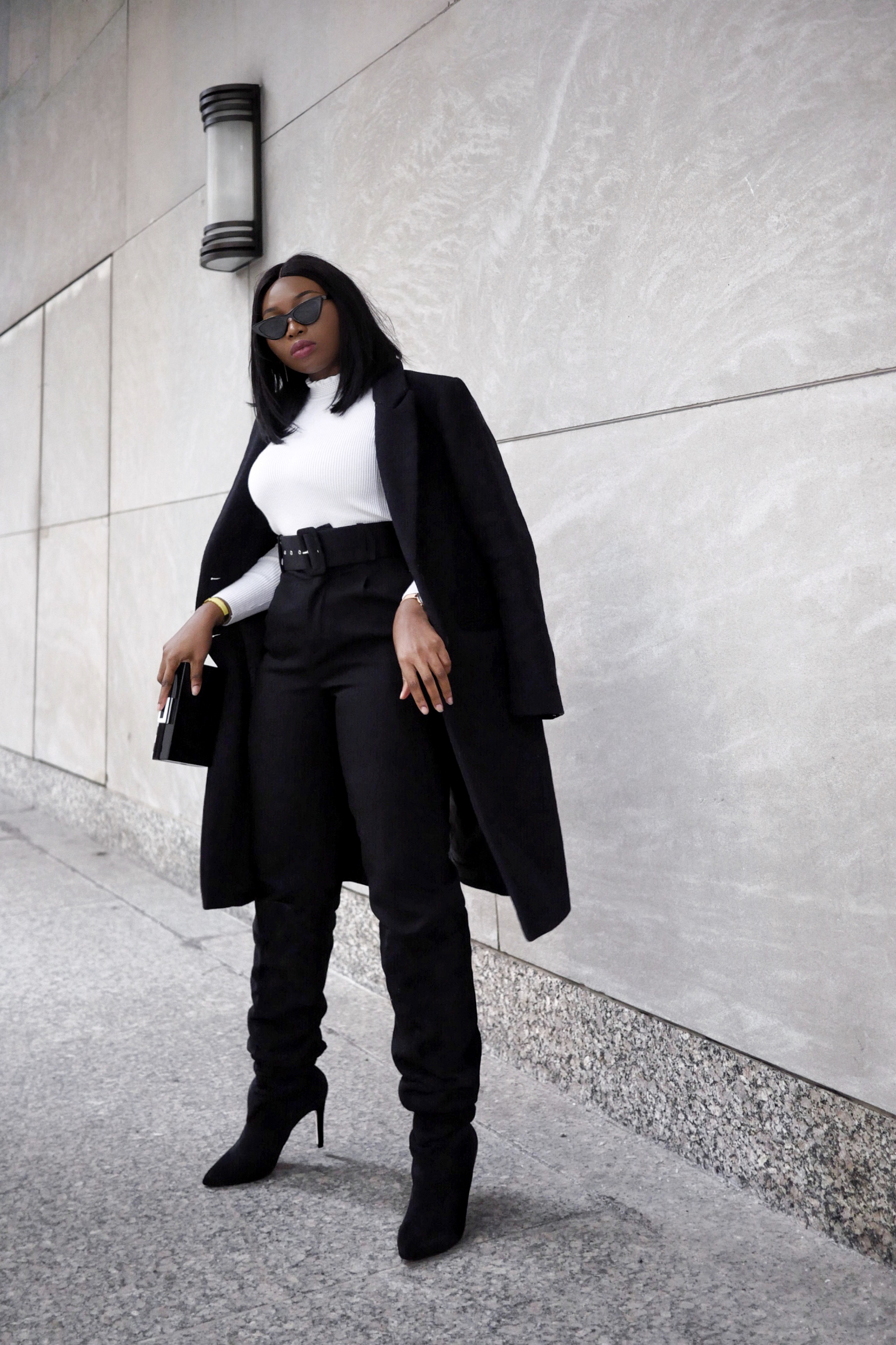 monochrome winter outfit